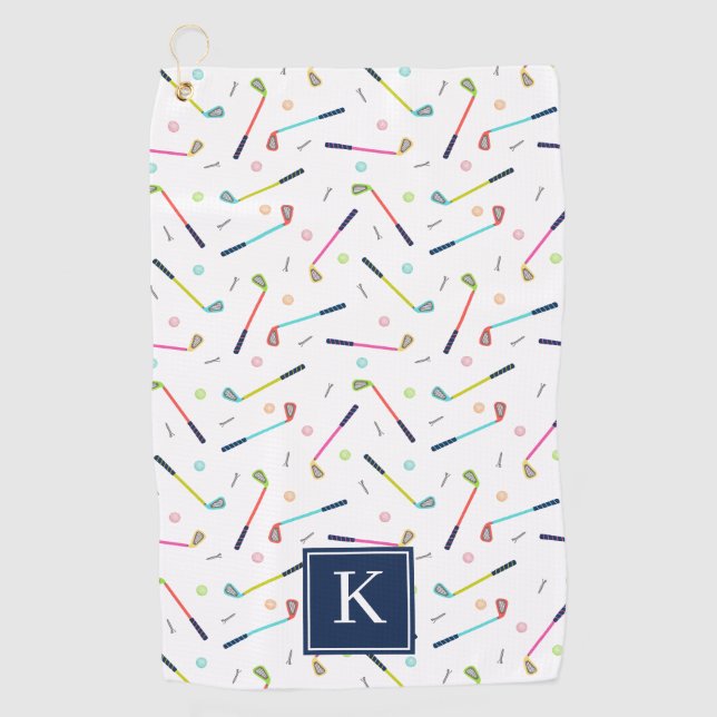 Niedliche Personalisierte Monogramm - Muster Fraue Golfhandtuch (Vorderseite)