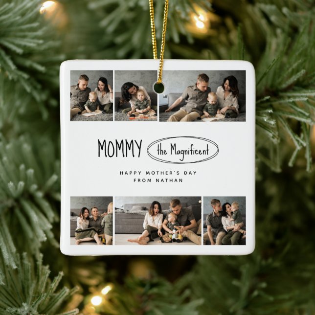 Niedliche Personalisierte Mütter Tag Familie Foto Keramikornament (Baum)