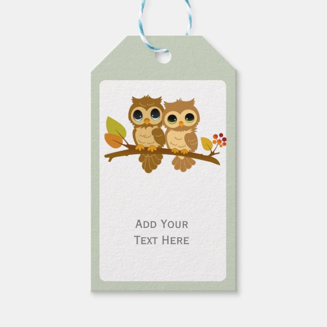 Niedliche Personalisierte Owl Gift Tags Geschenkanhänger (Vorderseite)