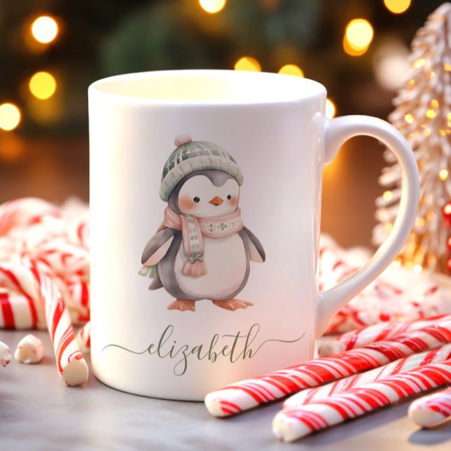Niedliche Personalisierte Penguin Weihnachten Kaffeetasse (Von Creator hochgeladen)