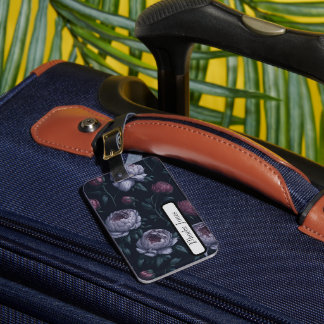 Niedliche Personalisierte Peonys Schwarzer Blumens Gepäckanhänger