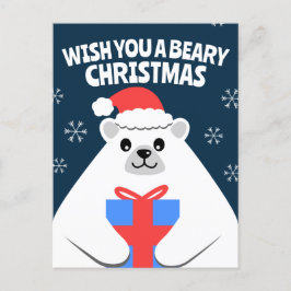Niedliche Personalisierte Polar Bären Weihnachtska Postkarte
