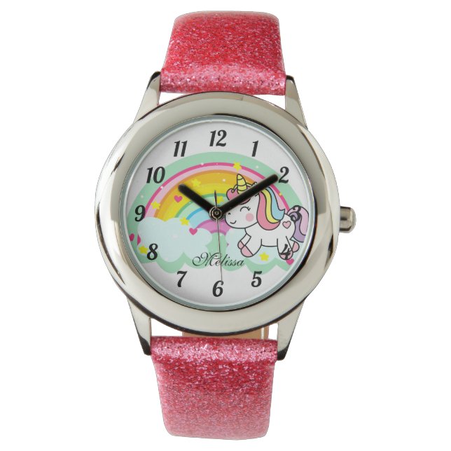 Niedliche Personalisierte Regenbogenüberwachung Armbanduhr (Vorderseite)