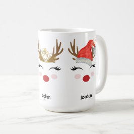Niedliche Personalisierte Rentierfass-Weihnachtsma Kaffeetasse
