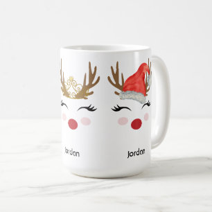 Niedliche Personalisierte Rentierfass-Weihnachtsma Kaffeetasse