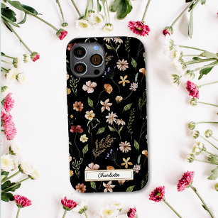 Niedliche Personalisierte Schwarze Wildblume Case-Mate iPhone Hülle
