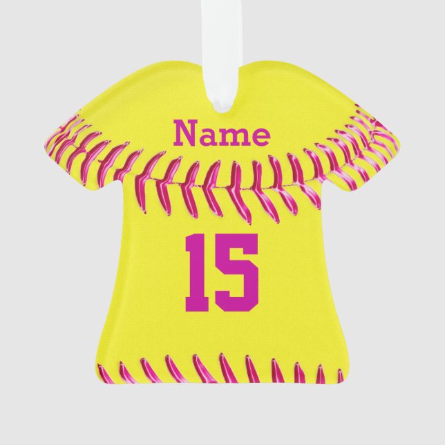 Niedliche personalisierte Softball-Verzierungen, Ornament (Rückseite)