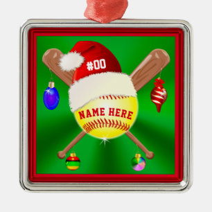 Niedliche Personalisierte Softball Weihnachtsschmu Ornament Aus Metall