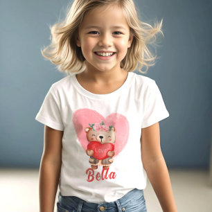 Niedliche Personalisierte Teddy Hearts Kinder Vale T-Shirt