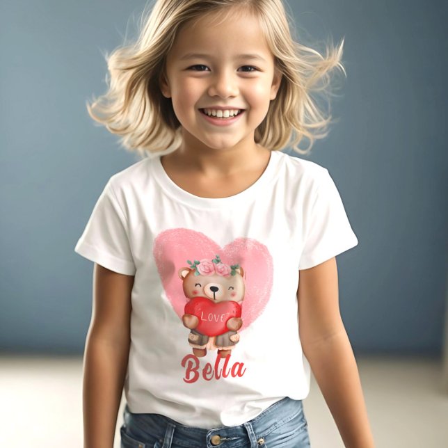 Niedliche Personalisierte Teddy Hearts Kinder Vale T-Shirt (Von Creator hochgeladen)