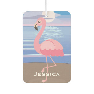 Niedliche Personalisierte tropische Insel Flamingo Autolufterfrischer