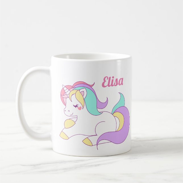 Niedliche personalisierte Unicorn-Tassen-magischer Kaffeetasse (Links)