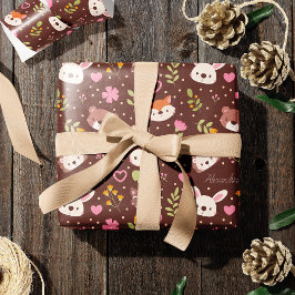 Niedliche Personalisierte Waldtiere Muster Kinder Geschenkpapier