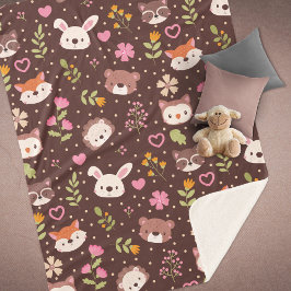 Niedliche Personalisierte Waldtiere Muster Kinder Sherpadecke