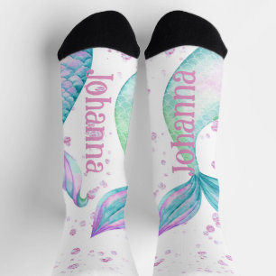 Niedliche Personalisierte Wasserfarbe Mermaid Socken