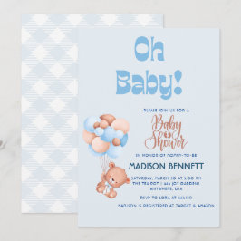 Niedliche Personalisierte Wasserfarbe Teddy Bären  Einladung