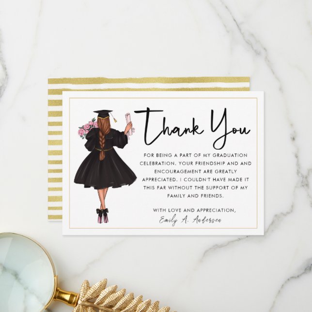 Niedliche Personalisierte Wasserfarbene Girl del M Dankeskarte (Vorderseite/Rückseite Beispiel)