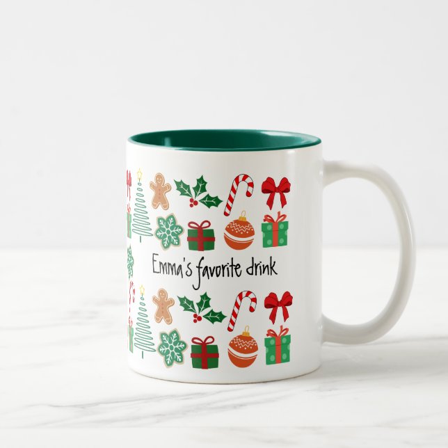 Niedliche Personalisierte Weihnachten Zweifarbige Tasse (Rechts)