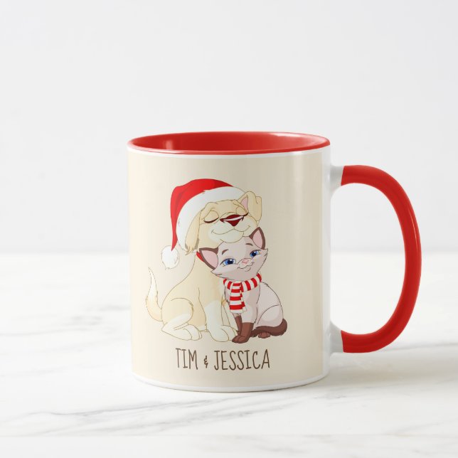 Niedliche personalisierte Weihnachtszeit Tasse Hun (Rechts)