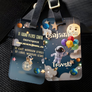 Niedliche Personalisierte Weltraumreise für den Ge Gepäckanhänger