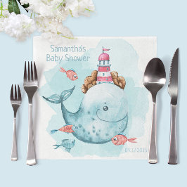 Niedliche Personalisierte Whale-Baby-Dusche Serviette