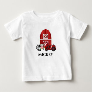 Niedliche Personalisierung von Bauernstall und Rot Baby T-shirt