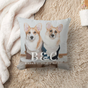 Niedliche Pet Friends Hund Lover Monogram Foto Kis Kissen