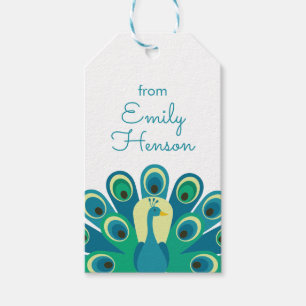 Niedliche Pfau-Personalisierte Giftmarken Geschenkanhänger