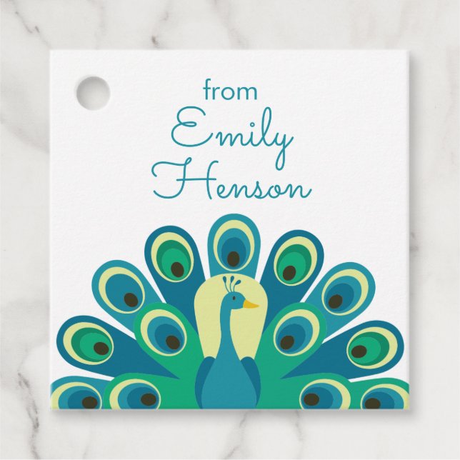 Niedliche Pfauenprägemarken Personalisierte Gesche Geschenkanhänger (Vorderseite)