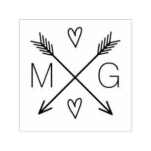 Niedliche Pfeile Doppelmonogramm-Hochzeitslogo Permastempel