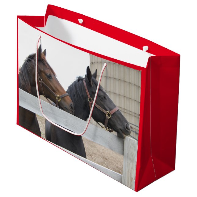 Niedliche Pferde im Betrieb, Große Geschenktüte (Vorderseite Schrägansicht)