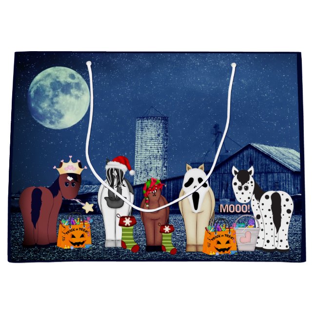 Niedliche Pferde in Kostümen Halloween Pferdefarm Große Geschenktüte (Vorderseite)