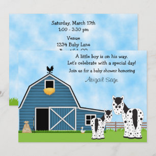 Niedliche Pferde und Barn Boys Kinderdusche Einlad Einladung