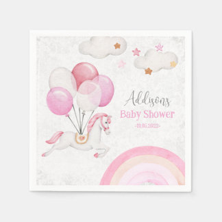 Niedliche Pferdeballons Rainbow Baby Girl Serviette