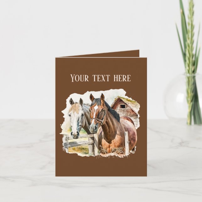 Niedliche Pferdefreunde fügen Nachricht hinzu Karte (Vorderseite)