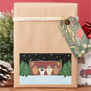 Niedliche Pferdeherde Weihnachtsferien Rechteckiger Aufkleber