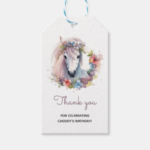 Niedliche Pferdepony Blume Geburtstagsparty Danke Geschenkanhänger