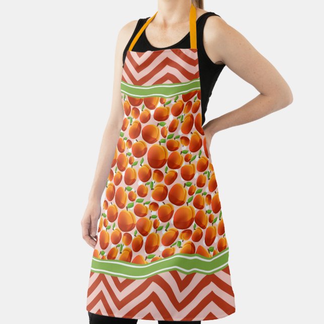 Niedliche Pfirsiche Polka Dot & Zickzack Orange Schürze (InSitu)