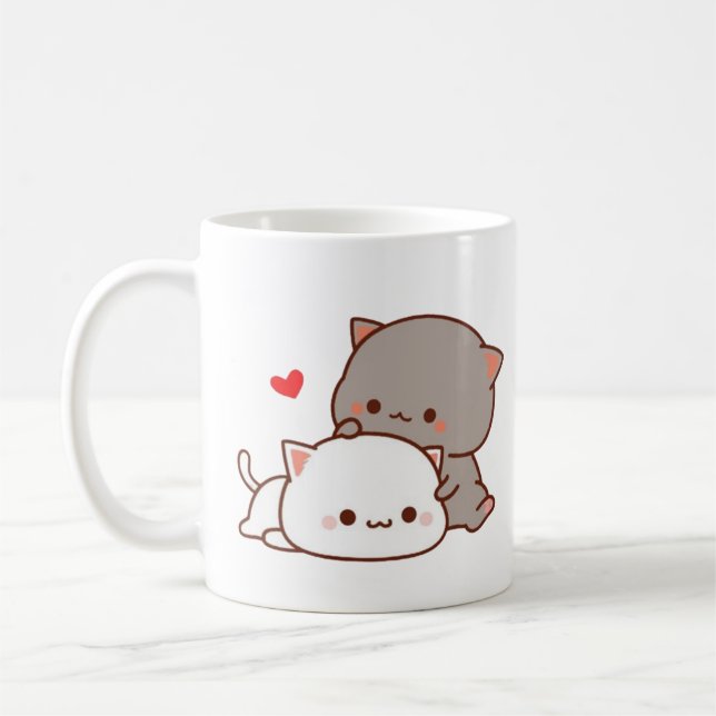 niedliche Pfirsichkatze Kaffeetasse (Links)