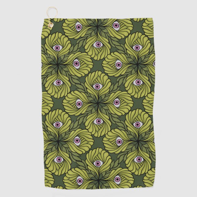 Niedliche Pflanze Frühjahr Grüne Fantasie Kunstmus Golfhandtuch (Vorderseite)