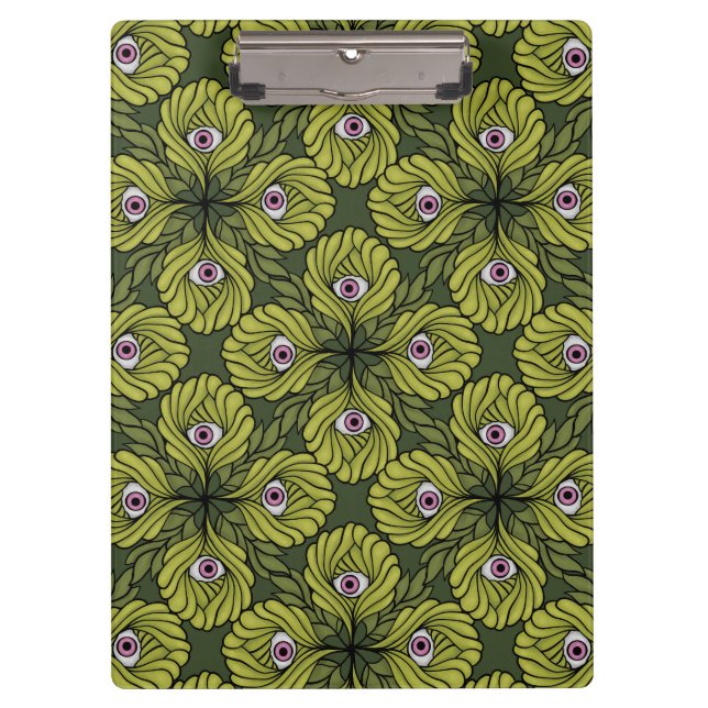 Niedliche Pflanze Frühjahr Grüne Fantasie Kunstmus Klemmbrett (Vorderseite)