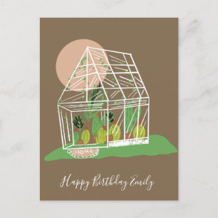 Niedliche Pflanze liebt Greenhouse Illustration Postkarte