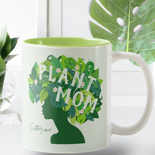 Niedliche Pflanze Mama Personalisierte Pflanze Lov Zweifarbige Tasse (Von Creator hochgeladen)