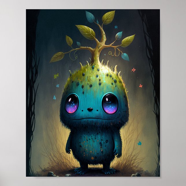 Niedliche Pflanze Monster Fantasy Art Poster (Vorne)