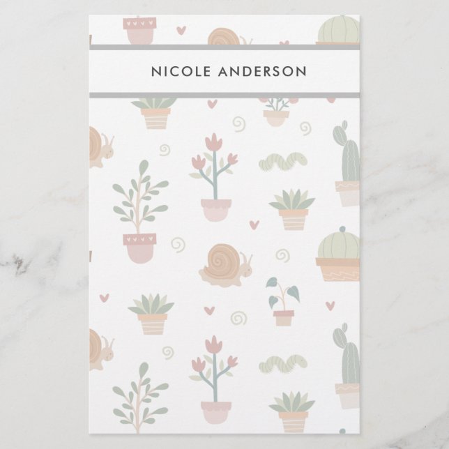 Niedliche Pflanze und Sukkulturen Briefpapier (Vorderseite)