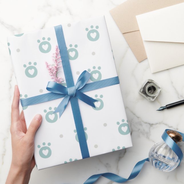 Niedliche Pfoten mit Herz | Kids Wrapper Paper Geschenkpapier (Schenken)