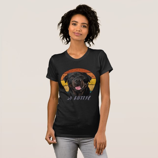 Niedliche Pfoten Retro Herz Rottie Hunde Haustiere T-Shirt (Vorne ganz)