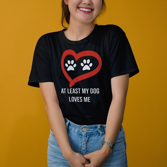 Niedliche Pfoten Rotes Herz Mindestens mein Hund L T-Shirt (Von Creator hochgeladen)