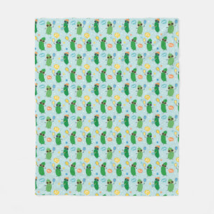 Niedliche Pickleys spielen Pickleball auf hellblau Fleecedecke