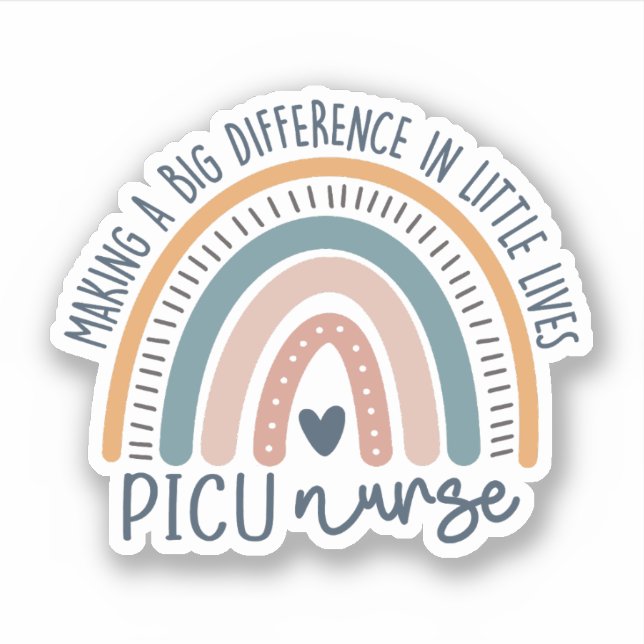 Niedliche PICU - Nurse - Regenbogen, Intensivpfleg Aufkleber (Vorderseite)